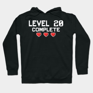 Level 20 Complete 20th Birthday 20 Years Gamer Hoodie